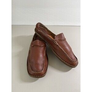 Born Slip-On Loafer Mule Women US 7.5 Brown Leather Comfort Preppy Driving